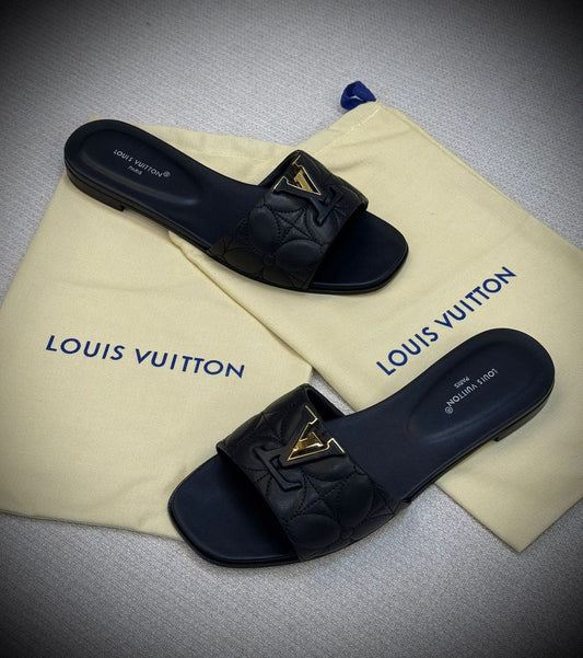 LV Quilted Leather Slides with Brand Box