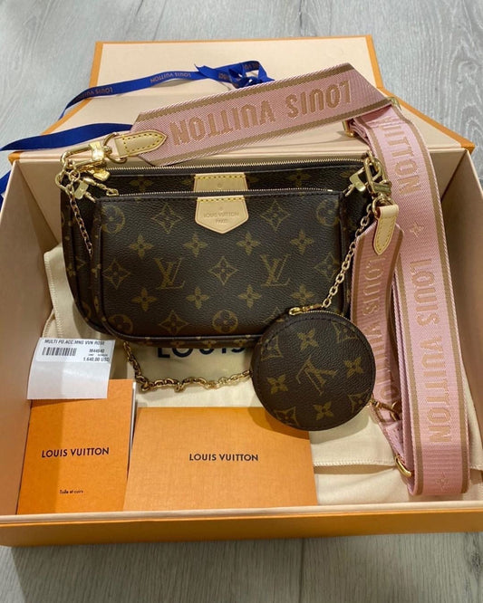 LOUIS VIUTTON Cross Body Bag with Brand Box- Pink Strap