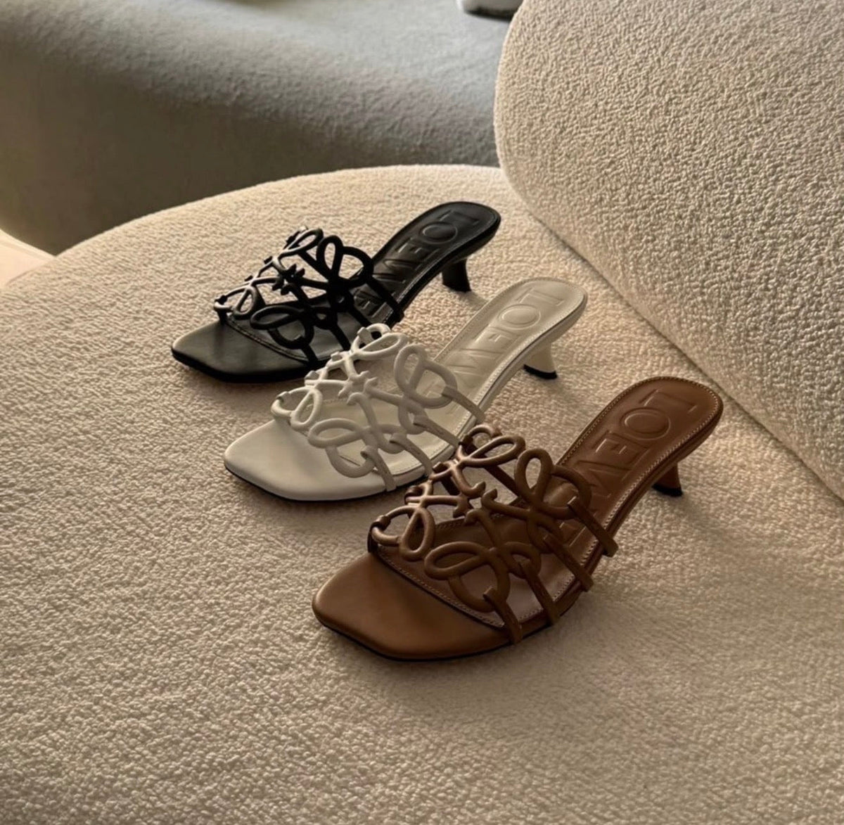 Loewe Petal Anagram Heels with Brand Box