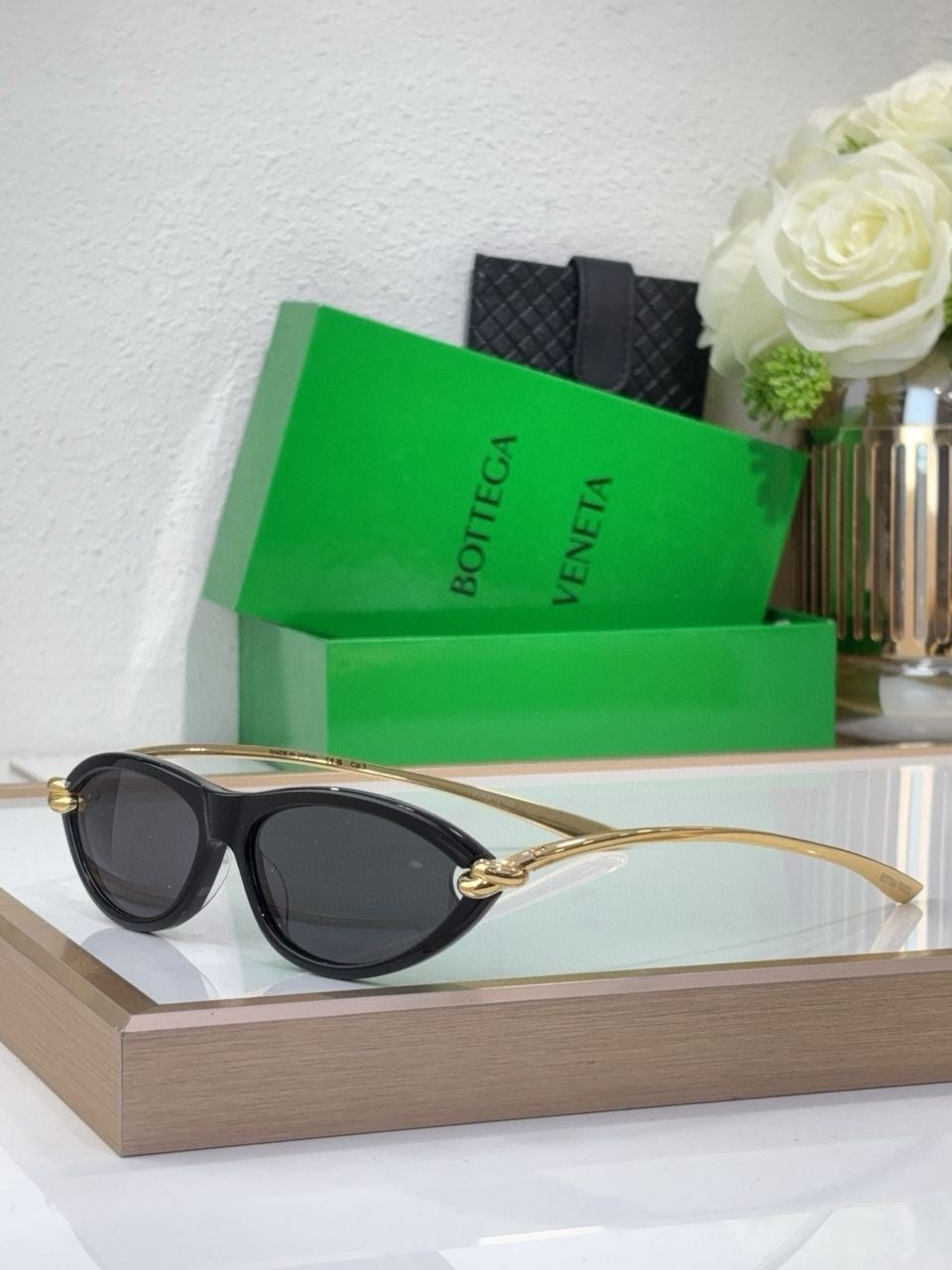 Bottega Veneta Slim Cat Eye Sunglasses with Brand Box